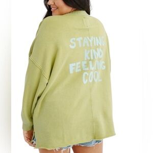 Aerie Staying Kind Feeling Cool Oversized Sweatshirt XS Lime Green Pullover